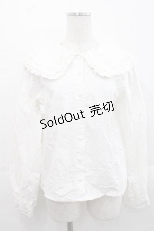 画像1: merry jenny / フリルカラーパフスリーブブラウス  ホワイト I-25-11-15-001-LO-BL-SA-ZI (1)