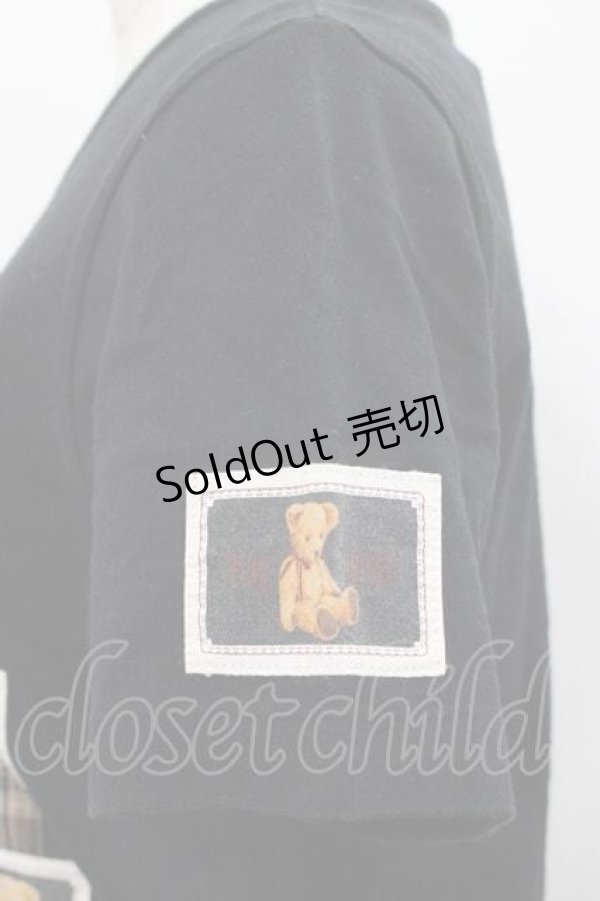 画像3: PINK HOUSE / くま刺繍&ワッペン半袖カットソー  黒Ｘブラウン I-25-11-15-027-LO-TO-SA-ZI (3)