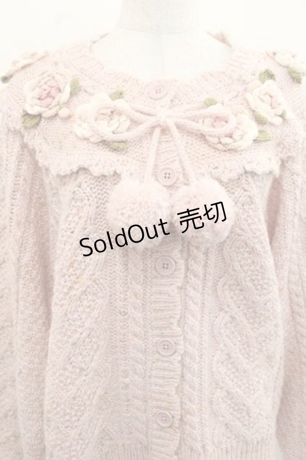 画像3: PINK HOUSE / バラモチーフ付きヨークニットカーディガン  ピンク I-25-11-15-029-LO-OP-SA-ZI (3)