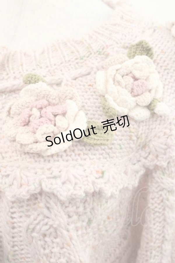 画像4: PINK HOUSE / バラモチーフ付きヨークニットカーディガン  ピンク I-25-11-15-029-LO-OP-SA-ZI (4)