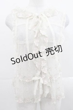 画像: PINK HOUSE / ローズレース使いフード付きベスト  生成り I-25-11-15-030-LO-TO-SA-ZI