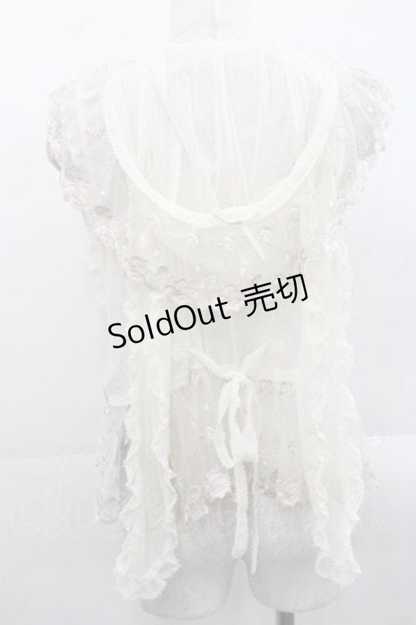 画像2: PINK HOUSE / ローズレース使いフード付きベスト  生成り I-25-11-15-030-LO-TO-SA-ZI (2)