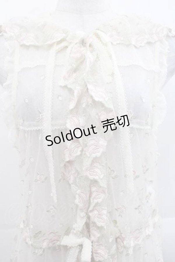 画像4: PINK HOUSE / ローズレース使いフード付きベスト  生成り I-25-11-15-030-LO-TO-SA-ZI (4)