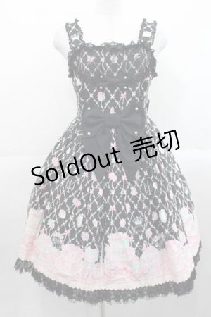 画像: Angelic Pretty / メモリアルケーキ胸フリルジャンパースカート  黒 I-25-11-15-036-AP-OP-SA-ZI