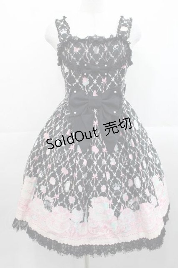 画像1: Angelic Pretty / メモリアルケーキ胸フリルジャンパースカート  黒 I-25-11-15-036-AP-OP-SA-ZI (1)