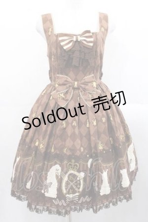 画像: Angelic Pretty / Chess Chocolate ジャボ付ジャンパースカート  ブラウン I-25-11-15-037-AP-OP-SA-ZI