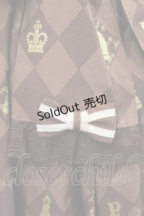 画像4: Angelic Pretty / Chess Chocolate ジャボ付ジャンパースカート  ブラウン I-25-11-15-037-AP-OP-SA-ZI (4)