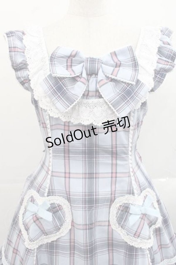 画像3: Angelic Pretty / Cute Heartジャンパースカート(タータン)  ブルーチェック I-25-11-15-038-AP-OP-SA-ZI (3)