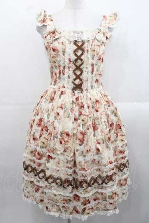 画像: Innocent World / 薔薇と苺のクロスリボンジャンパースカート L 生成×生成 I-25-11-15-047-IW-OP-SA-ZI