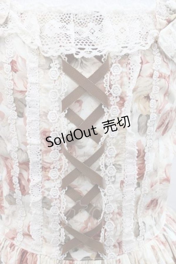 画像4: Innocent World / 薔薇と苺のクロスリボンジャンパースカート L 生成×生成 I-25-11-15-047-IW-OP-SA-ZI (4)