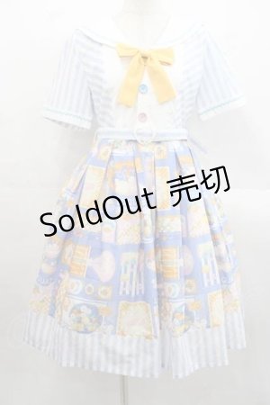 画像: MISS POINT（海外ロリータブランド） / レモン&コスモスワンピース  青Ｘ白 I-25-11-15-050-LO-OP-SA-ZI