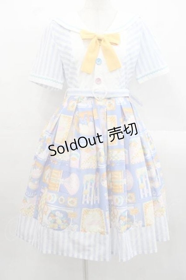 画像1: MISS POINT（海外ロリータブランド） / レモン&コスモスワンピース  青Ｘ白 I-25-11-15-050-LO-OP-SA-ZI (1)