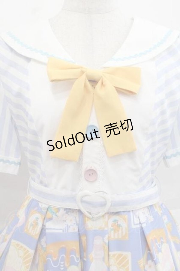 画像3: MISS POINT（海外ロリータブランド） / レモン&コスモスワンピース  青Ｘ白 I-25-11-15-050-LO-OP-SA-ZI (3)