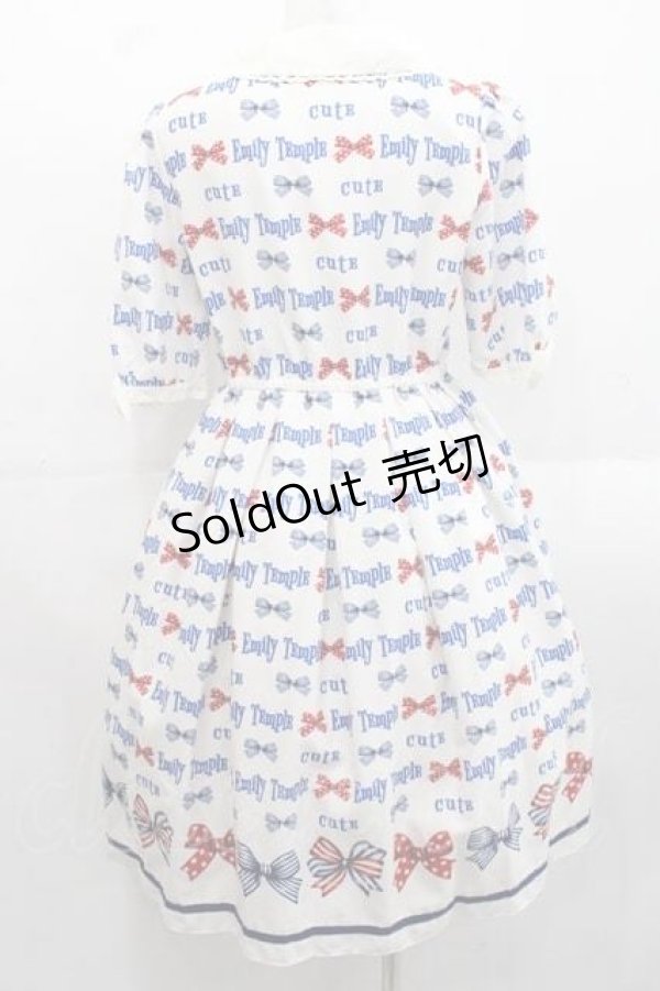 画像2: Emily Temple cute / トリプルRIBBONワンピース  白ｘ青ｘ赤 I-25-11-15-051-ET-OP-SA-ZI (2)