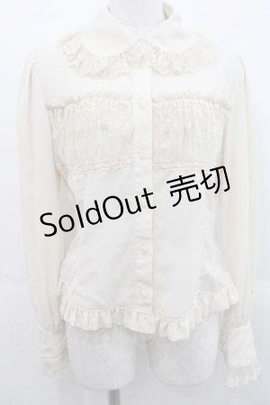 画像: Innocent World / フロントギャザーレースブラウス  生成り I-25-11-15-006-IW-BL-SA-ZI