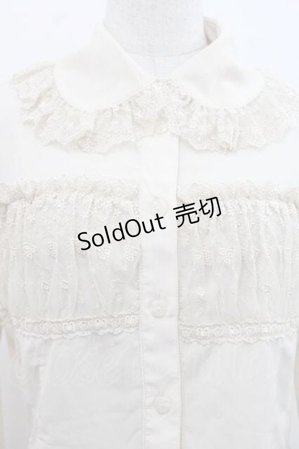 画像3: Innocent World / フロントギャザーレースブラウス  生成り I-25-11-15-006-IW-BL-SA-ZI (3)