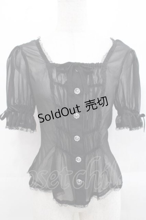 画像1: metamorphose / シースルー半袖ブラウス  黒 I-25-11-15-007-ME-BL-SA-ZI (1)