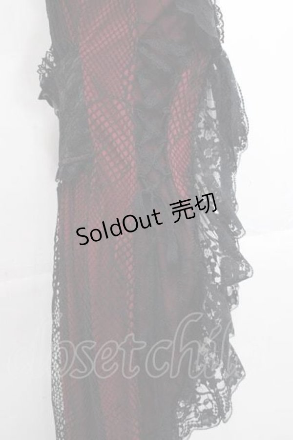 画像4: Qutie Frash / メッシュ切替ロングカーディガン  黒Ｘ赤 I-25-11-15-064-QU-TO-SA-ZI (4)