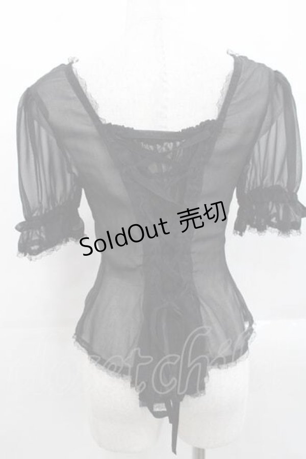 画像2: metamorphose / シースルー半袖ブラウス  黒 I-25-11-15-007-ME-BL-SA-ZI (2)