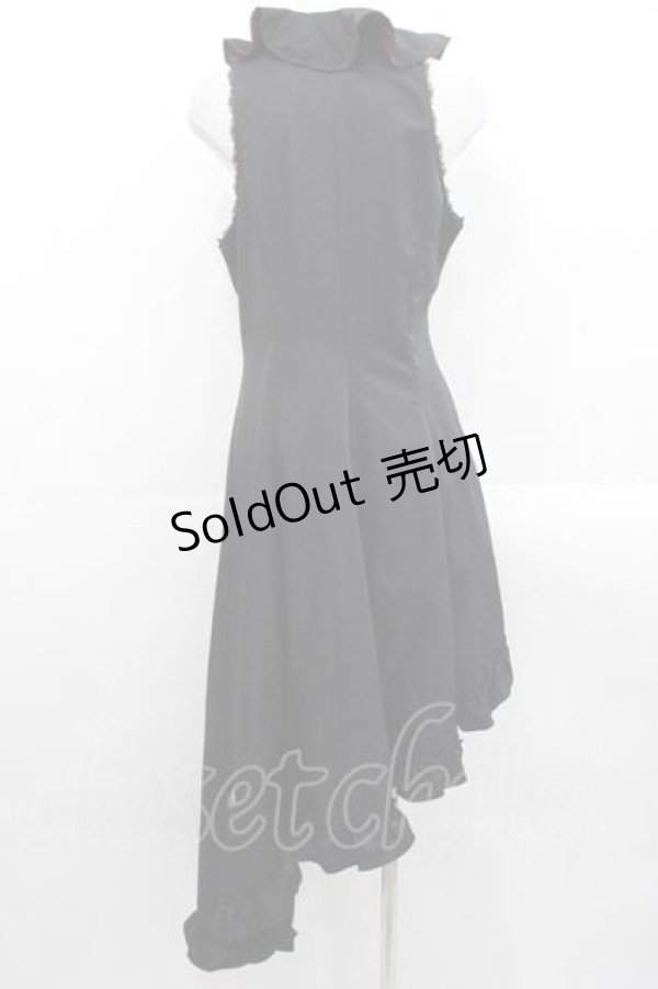 画像2: h.naoto Blood / クロス刺繍変形ロングベスト  黒ｘ赤 I-25-11-15-065-HN-TO-SA-ZI (2)