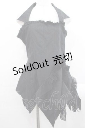 画像: MARBLE / フロッキーチュールフリルキャミミニワンピース  黒 I-25-11-15-066-GO-OP-SA-ZI