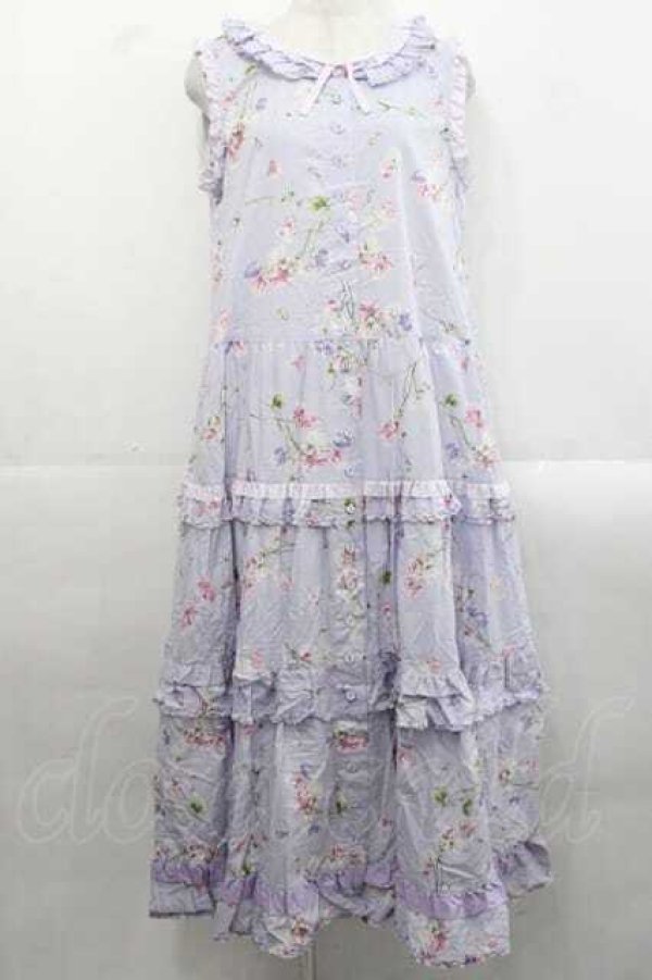 PINK HOUSE / スイートピープリントノースリーブワンピース ラベンダー