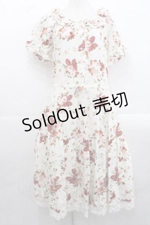 画像: PINK HOUSE / リボンブーケプリントミディワンピース  アイボリー I-25-11-15-068-LO-OP-SA-ZI