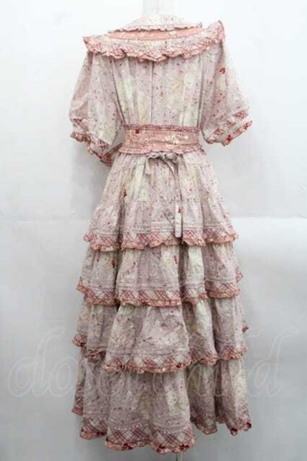 画像2: PINK HOUSE / バラ園うさぎプリントパッチワークワンピース  ピンク I-25-11-15-070-LO-OP-SA-ZI (2)