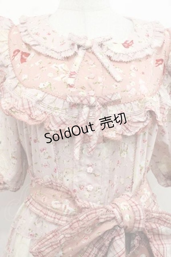 画像3: PINK HOUSE / バラ園うさぎプリントパッチワークワンピース  ピンク I-25-11-15-070-LO-OP-SA-ZI (3)