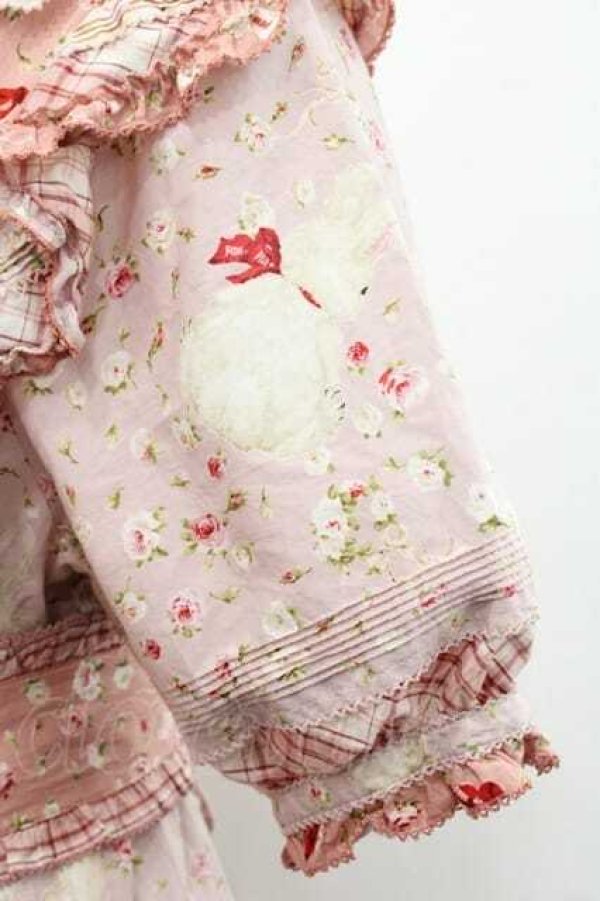 画像5: PINK HOUSE / バラ園うさぎプリントパッチワークワンピース  ピンク I-25-11-15-070-LO-OP-SA-ZI (5)