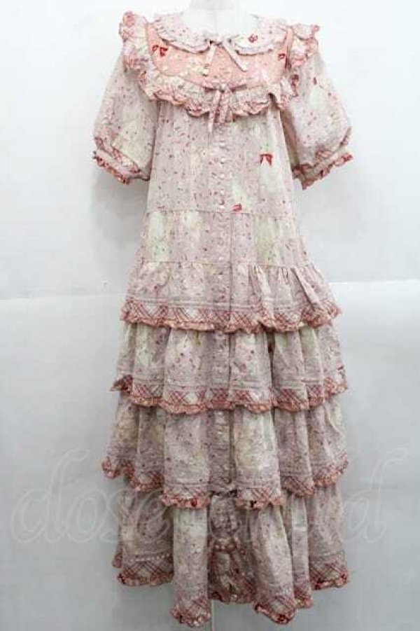 画像6: PINK HOUSE / バラ園うさぎプリントパッチワークワンピース  ピンク I-25-11-15-070-LO-OP-SA-ZI (6)