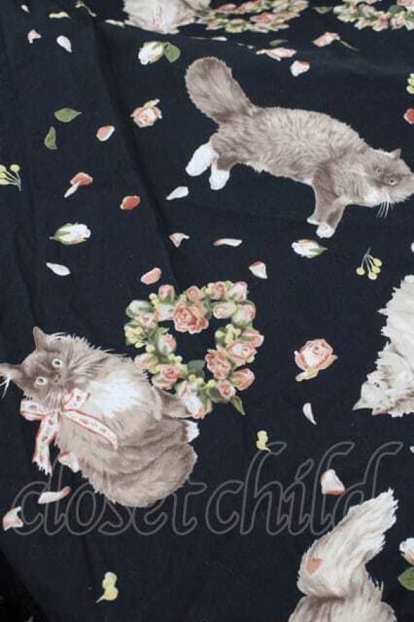 画像4: PINK HOUSE / フラッフィー・キティーズミディワンピース  黒 I-25-11-15-071-LO-OP-SA-ZI (4)