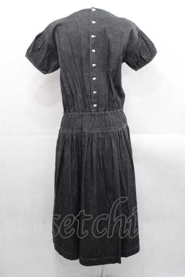 PINK HOUSE / ワッペンデザイン半袖デニムワンピース 黒デニム I-25-11