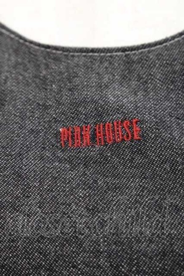 画像3: PINK HOUSE / ワッペンデザイン半袖デニムワンピース  黒デニム I-25-11-15-075-LO-OP-SA-ZI (3)