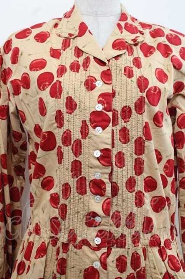 PINK HOUSE / さくらんぼ総柄ワンピース ベージュX赤 I-25-11-15-077