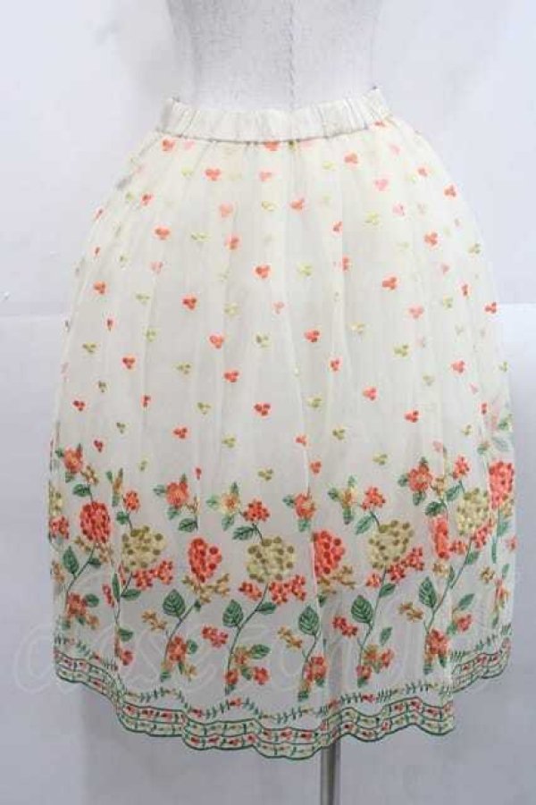 画像2: Jane Marple Dans Le Salon / 刺繍チュールスカート  ベージュ I-25-11-15-080-JM-SK-SA-ZI (2)