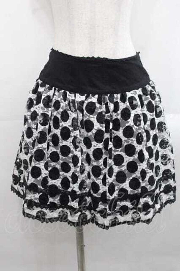 画像1: BPN / ドットレーススカート  黒Ｘ白 I-25-11-15-085-GO-PA-SA-ZI (1)