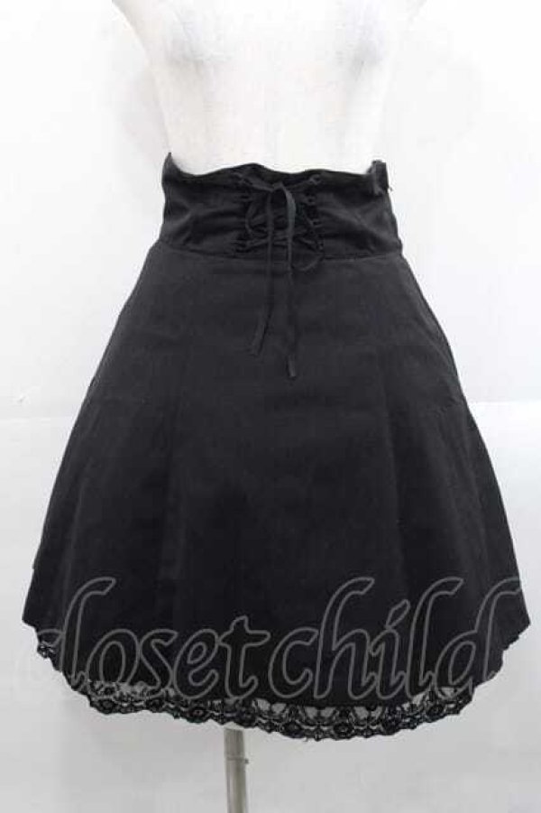 画像1: BPN / ウエスト編み上げミニスカート M 黒 I-25-11-15-087-GO-SK-SA-ZI (1)