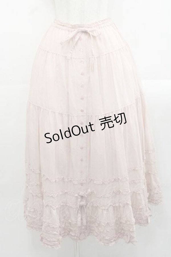 画像1: PINK HOUSE / ハートワッペン使いローンティアードスカート  ピンク I-25-11-15-090-LO-SK-SA-ZI (1)