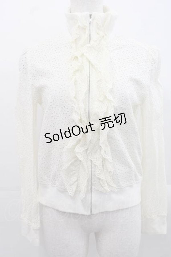 画像1: Jane Marple / 総レースハイネックジップアップジャケット M アイボリー I-25-11-15-011-JM-JA-SA-ZI (1)