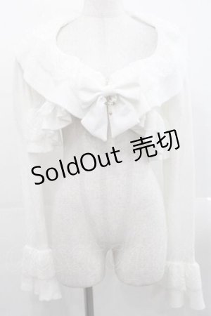 画像: Chalmiere / クロス透かし編みニットカーデ M 白 I-25-11-15-013-LO-TO-SA-ZI