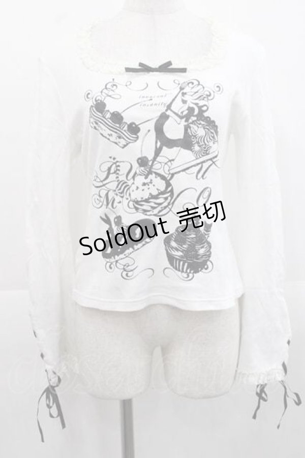 画像1: PUTUMAYO / スウィーツアリスプリントカットソー  白Ｘ黒 I-25-11-15-016-PT-TO-SA-ZI (1)