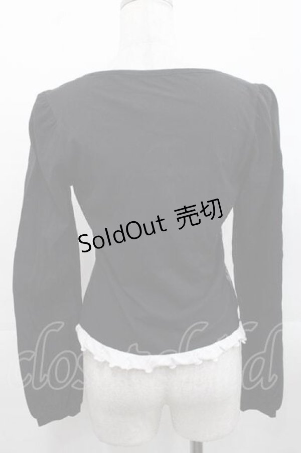 画像2: PUTUMAYO / 蝶プリントフロントフリルカットソー  黒ＸシルバーＸ白 I-25-11-15-017-PT-TO-SA-ZI (2)