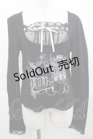 画像: FRILL / 窓&ソファープリント長袖カットソー  黒Ｘ白 I-25-11-15-018-HN-TO-SA-ZI