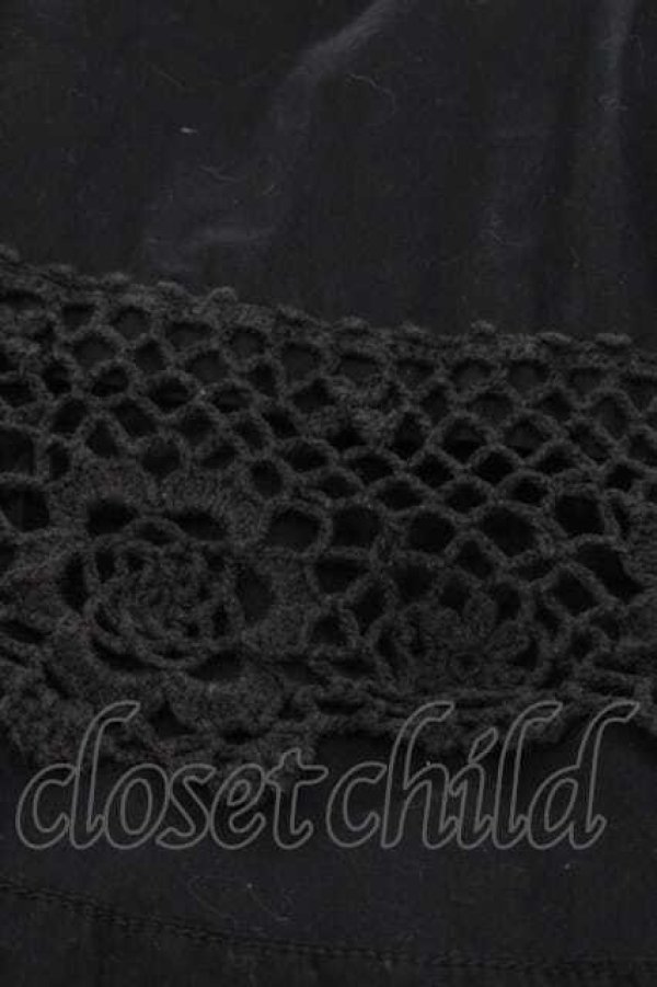 画像5: INGEBORG / 編み薔薇レース半袖チュニック  黒 I-25-11-15-019-LO-BL-SA-ZT1227K (5)