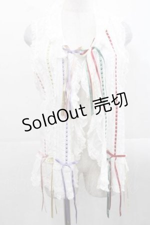 画像: PINK HOUSE / カラフルリボンノースリーブブラウス  白Ｘカラフル I-25-11-15-020-LO-BL-SA-ZI