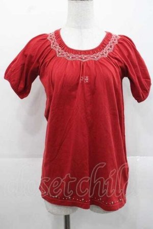 画像: PINK HOUSE / PH刺繍半袖カットソー  赤Ｘピンク I-25-11-15-021-LO-TO-SA-ZI