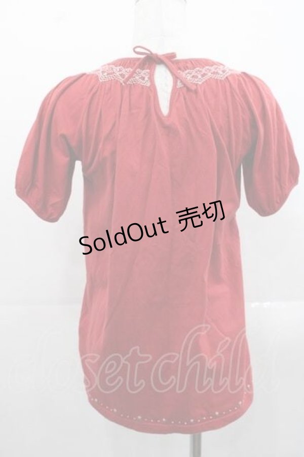 画像2: PINK HOUSE / PH刺繍半袖カットソー  赤Ｘピンク I-25-11-15-021-LO-TO-SA-ZT198 (2)