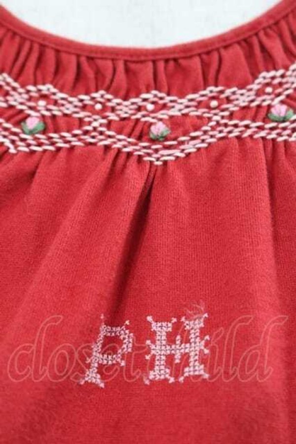 画像3: PINK HOUSE / PH刺繍半袖カットソー  赤Ｘピンク I-25-11-15-021-LO-TO-SA-ZT1227K (3)