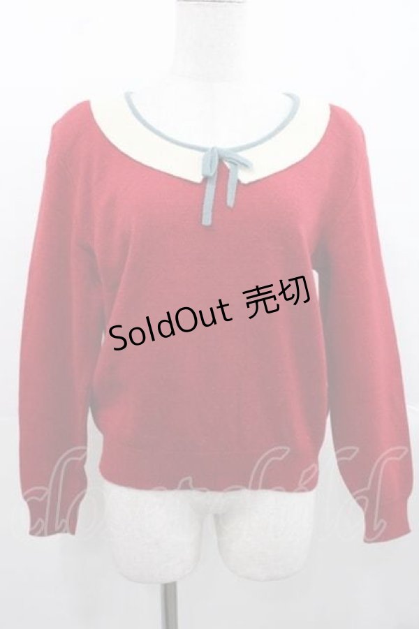 画像1: PINK HOUSE / 襟デザインニットトップス  赤Ｘ白Ｘサックス I-25-11-15-022-LO-TO-SA-ZI (1)